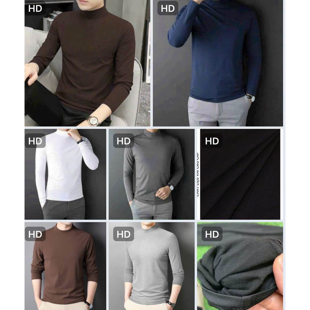 {Combom 3 } Áo Giữ Nhiệt Lót Nỉ Nam Tay Dài Có Cổ Cao Cotton Thu Đông Giữ Ấm Thoải Mái Thời Trang T0