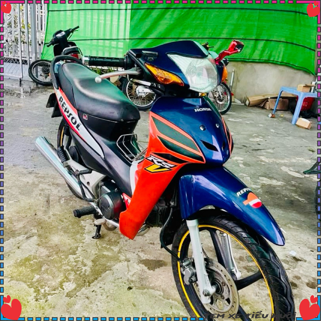 Tem Xe Wave A Wave Rs Decal PVC 3 Lớp Cao Cấp Mẫu Repsol Giả Zin Xanh Cam Chống Nước,Bền Màu