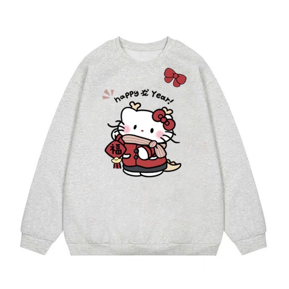 Áo nỉ dài tay nữ xám tiêu form rộng hàn quốc local brand áo sweater Hello kitty TIM  dễ thương UT