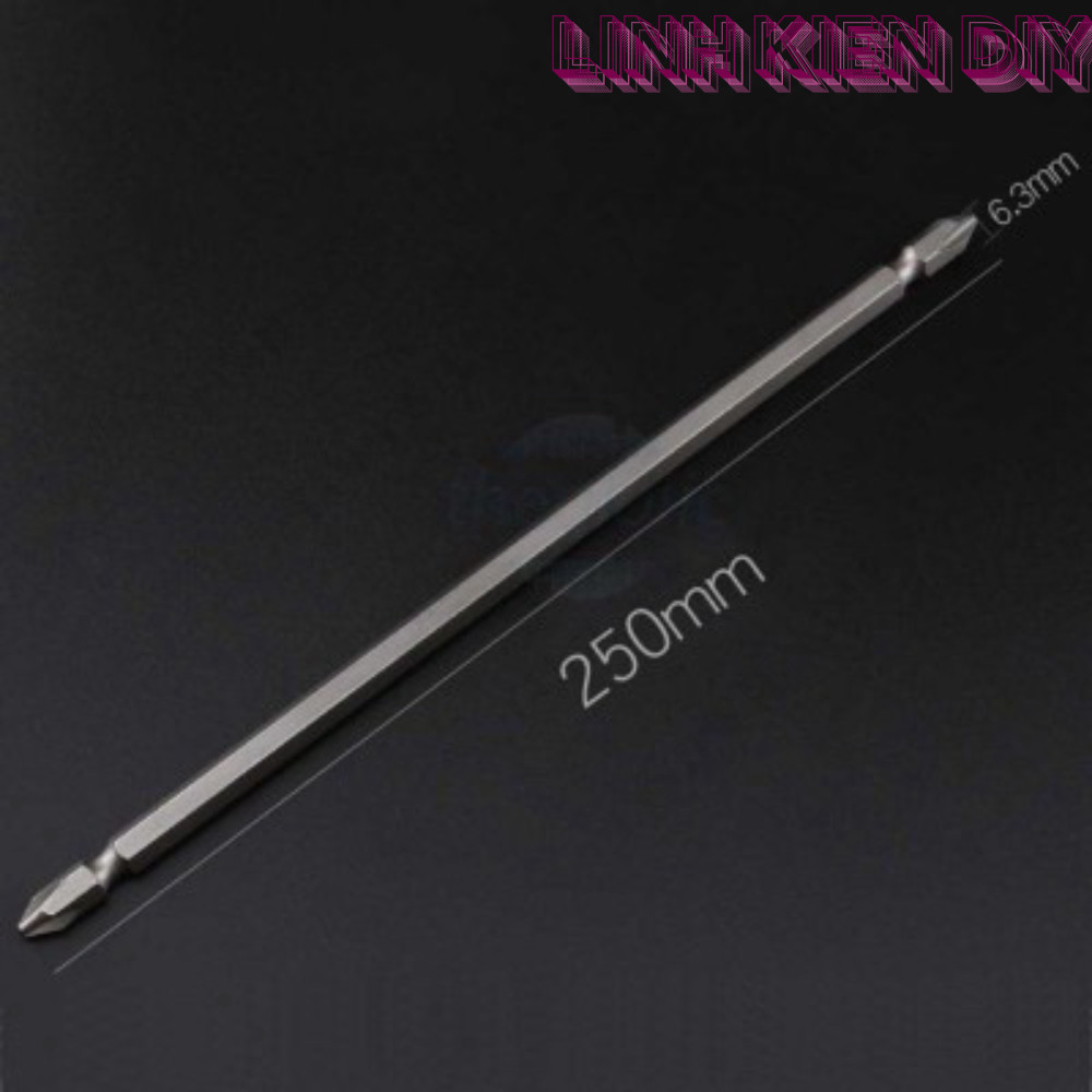 Mũi Vặn Vít PH2 2 Đầu Bake Chữ Thập 6.3mm Dài 250mm Linh Kiện DIY