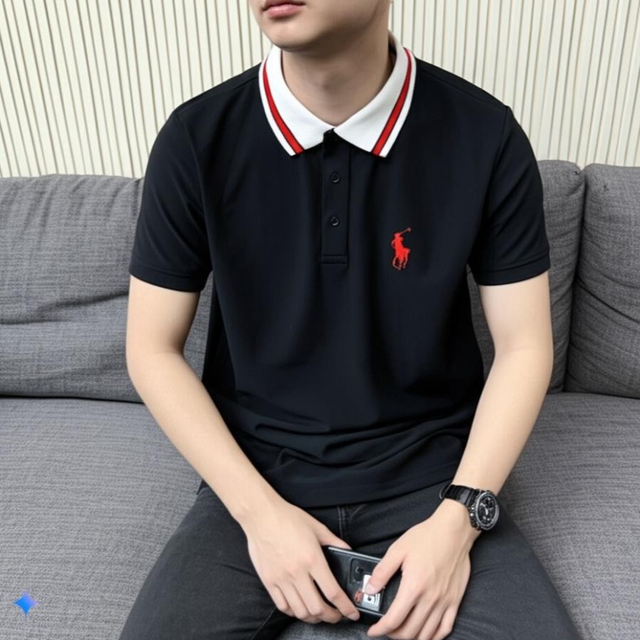 Áo thun nam có cổ thêu polo boy phố đẹp cực ngầu .