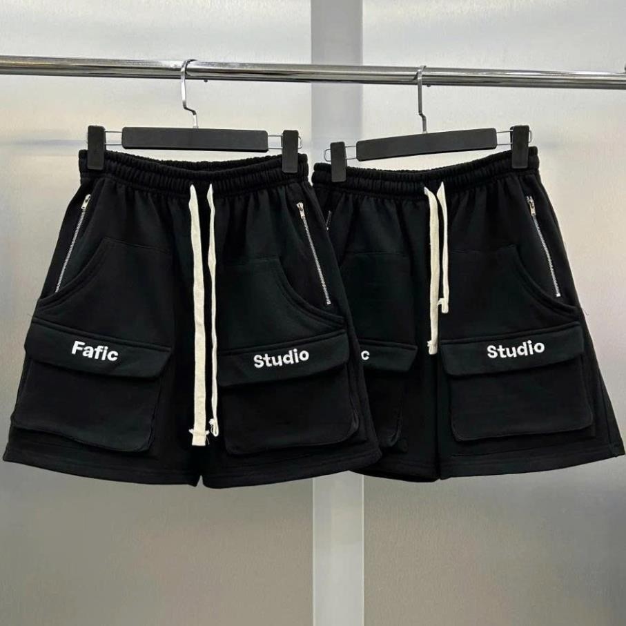 Quần short nam nữ FAFIC zipper hình thêu chất NỈ CHÂN CUA FAFIC