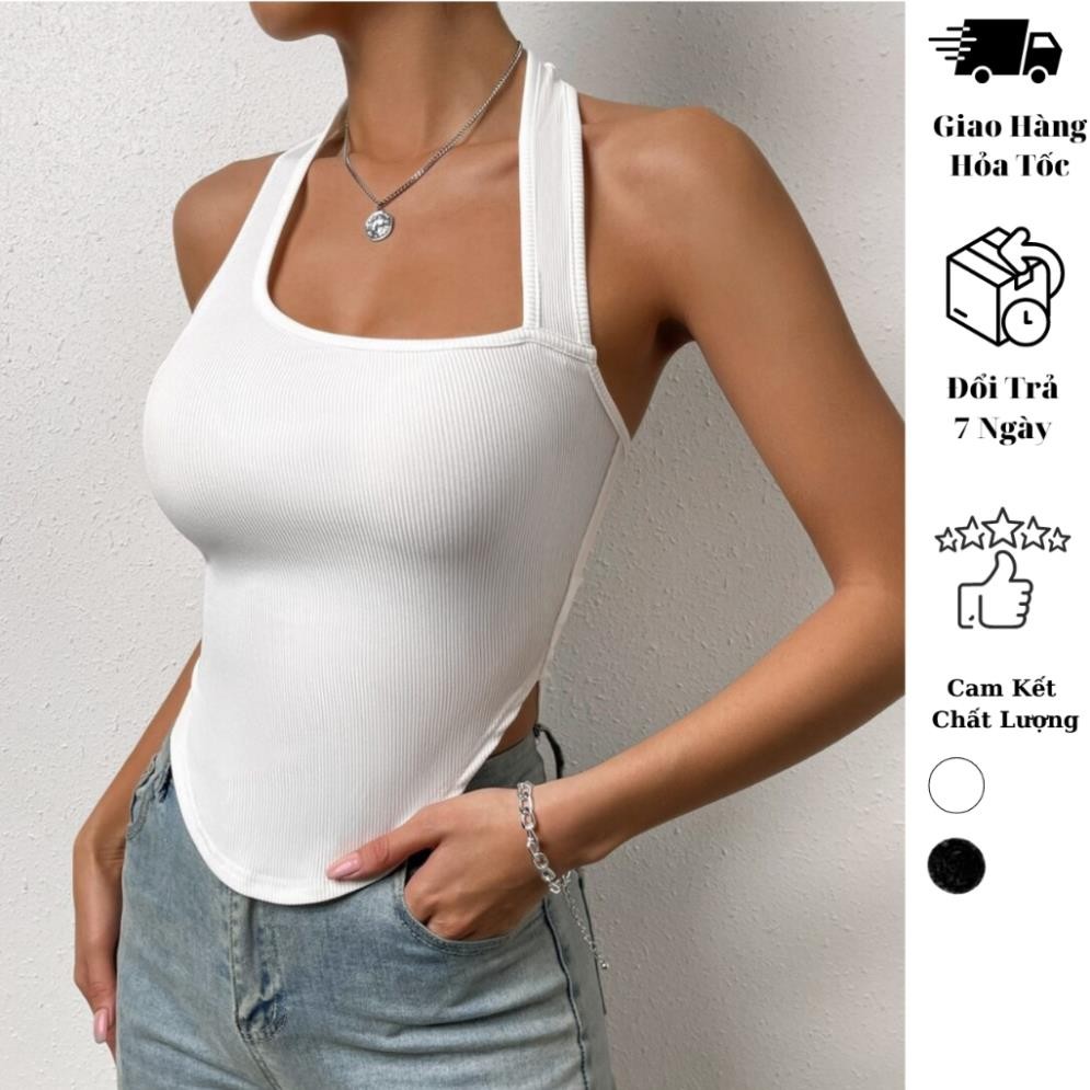 Áo croptop 2 dây kiểu JUNE.SG , áo 2 dây bản to cổ vuông D041