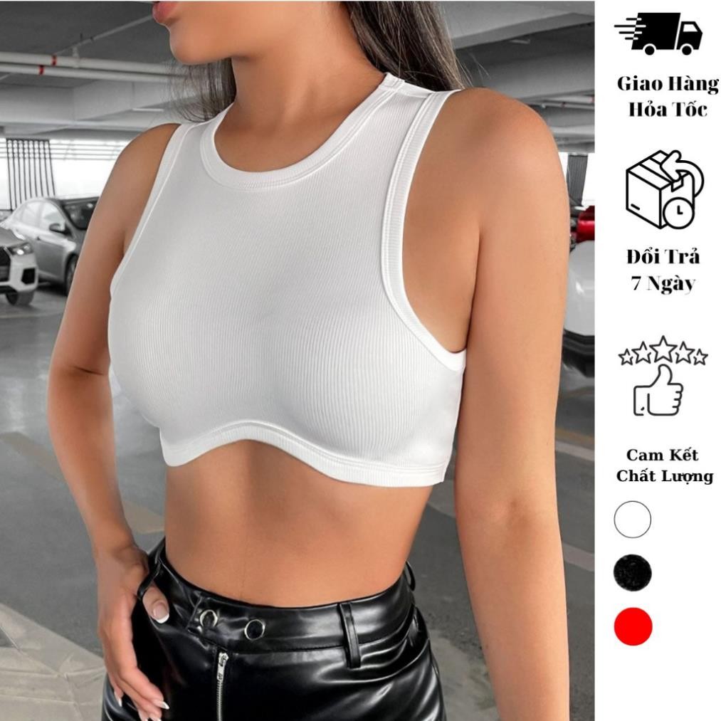 Áo thun ba lỗ, croptop body nữ sát nách JUNE.SG kiểu cổ tròn basic Áo thun ba lỗ, croptop body nữ sá