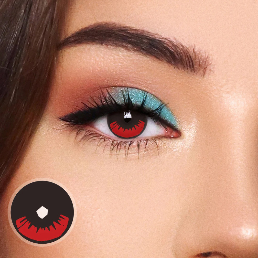 [Có độ cận] Lens cosplay 1 Cặp DemonSlayer Douma Nezuko Cosplay Màu Kính Áp tròng Halloween Đáng sợ 