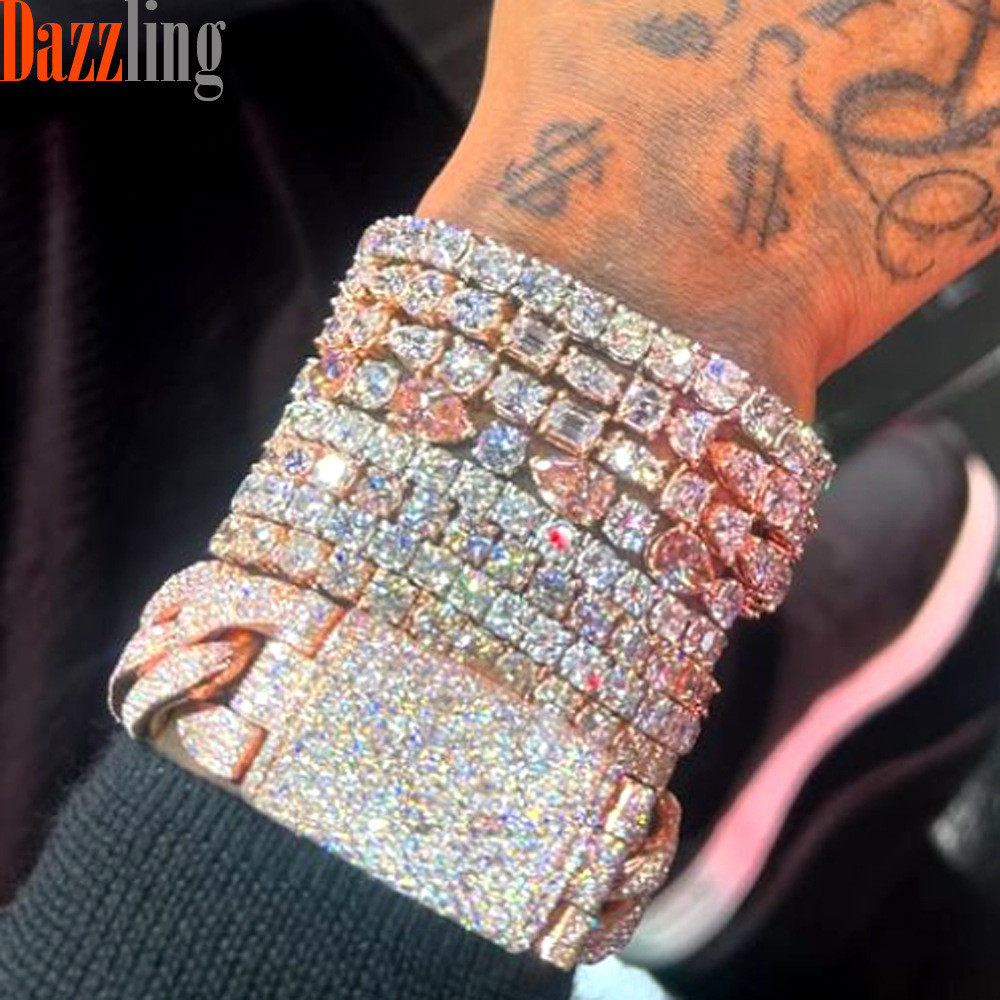 Cross-border new arrival5mm Zircon Tennis Chain Bracelet gold silver Women's Hip-Hop Jewelry In Stoc