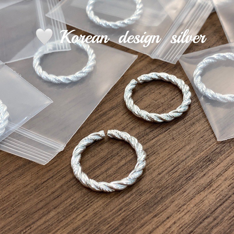 Hyosu Japanese Korean Style Niche Shiny Silver Jewelry S925Sterling Silver Thick Twist Ring Open Hig