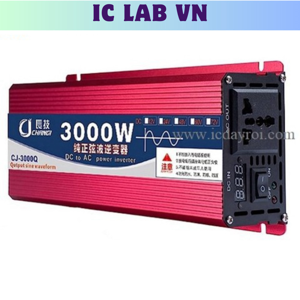 Inverter Kích Điện 12V Lên 220V 3000w Sóng Sin Chuẩn (Inverter Pure Sine Ware) Ic Lab VN