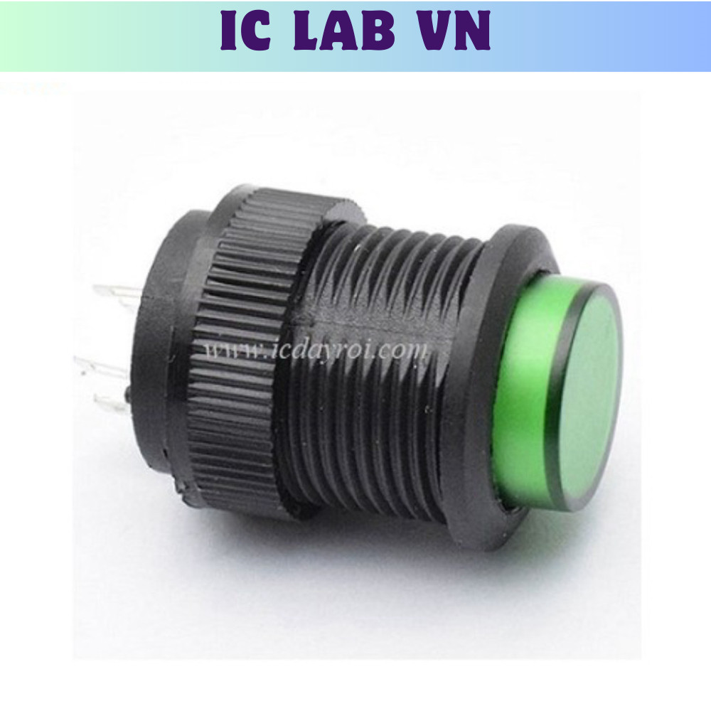 [2 Cái]- Nút nhấn tự khóa R16-503AD màu xanh Ic Lab VN