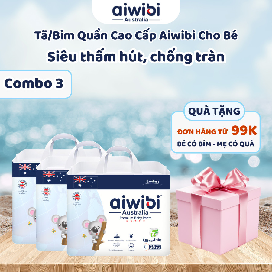 [Combo 3] Tã/Bỉm Quần Cao Cấp Aiwibi Cho Bé Thoáng Khí