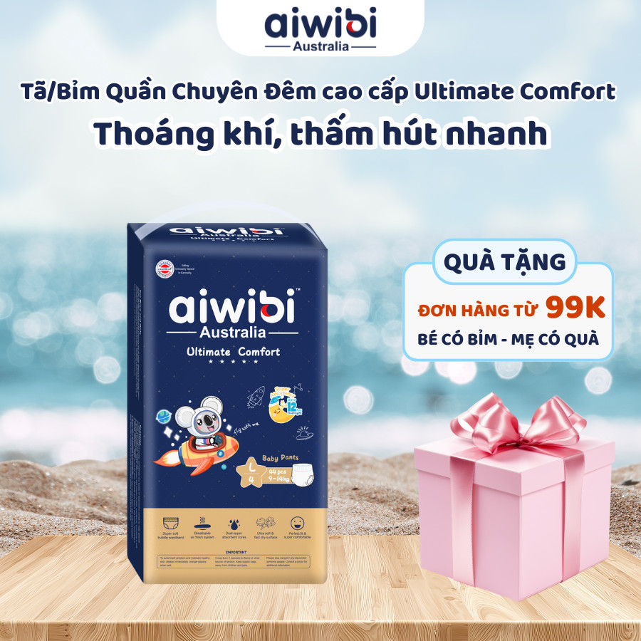 Tã/Bỉm Quần Chuyên Ban Đêm Ultimate Comfort Cao Cấp Aiwibi Gói Lớn M/L/XL/XXL