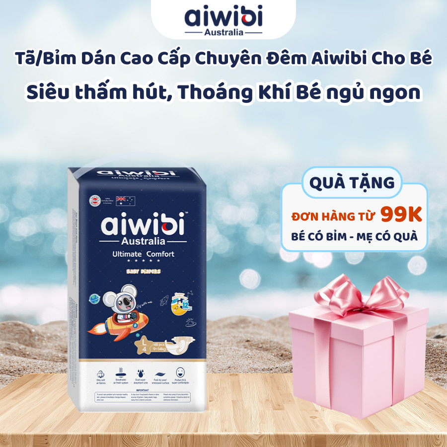 Tã/Bỉm Dán Cao Cấp Aiwibi Chuyên Ban Đêm Ultimate Comfort - Gói Lớn S/M/L