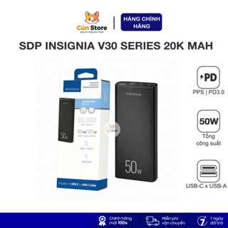  Cục sạc di động INSIGNIA 20.000mAh – hỗ trợ sạc nhanh PD PPS QC 3 cổng  2C1A  | Bảo hành 6 tháng 