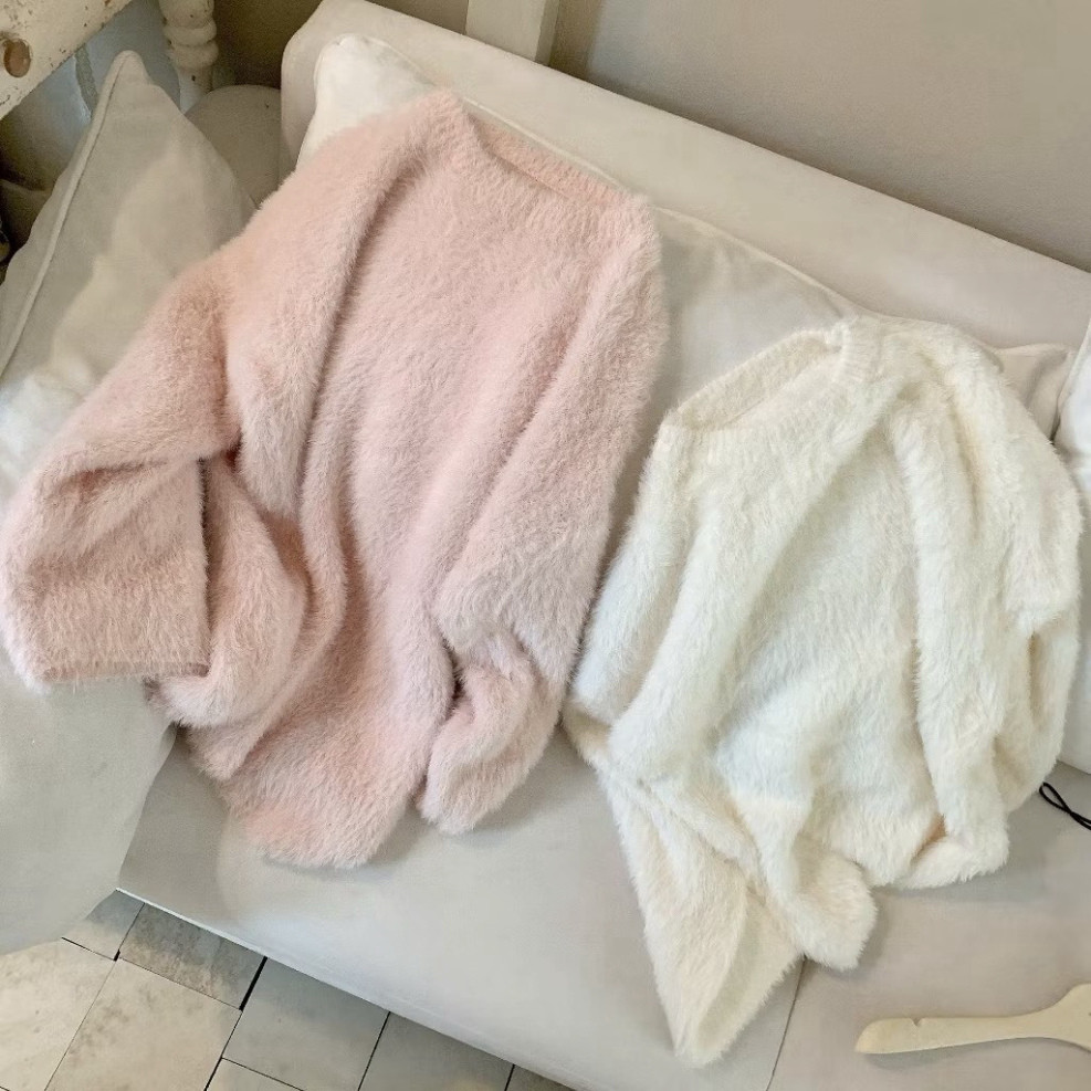 Áo Len Lông thỏ Xù Nữ Dáng Rộng Màu Hồng,trắng be Pastel, Áo Len Ulzzang Hàn Quốc Dễ Thương | BigBuy360 - bigbuy360.vn