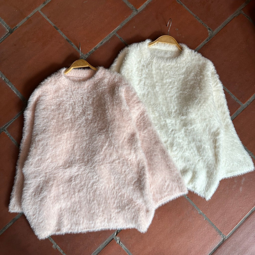 Áo Len Lông thỏ Xù Nữ Dáng Rộng Màu Hồng,trắng be Pastel, Áo Len Ulzzang Hàn Quốc Dễ Thương | BigBuy360 - bigbuy360.vn