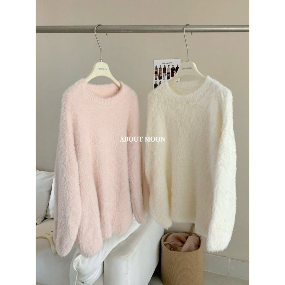 Áo Len Lông thỏ Xù Nữ Dáng Rộng Màu Hồng,trắng be Pastel, Áo Len Ulzzang Hàn Quốc Dễ Thương | BigBuy360 - bigbuy360.vn