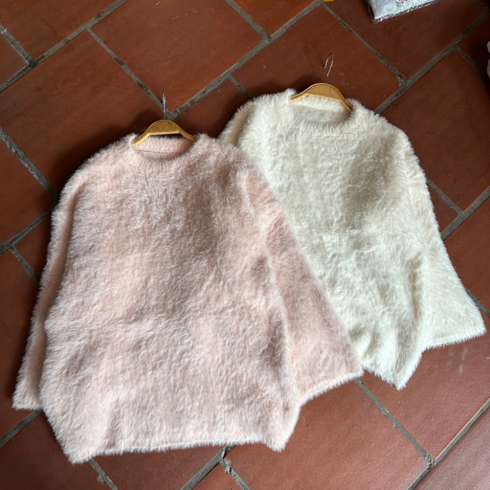 Áo Len Lông thỏ Xù Nữ Dáng Rộng Màu Hồng,trắng be Pastel, Áo Len Ulzzang Hàn Quốc Dễ Thương | BigBuy360 - bigbuy360.vn