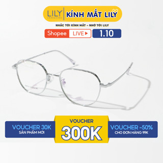 Gọng kính đa giác nam nữ LILYEYEWEAR chất liệu kim loại cao cấp thanh mảnh nhẹ nhàng kiểu dáng thời trang 86619