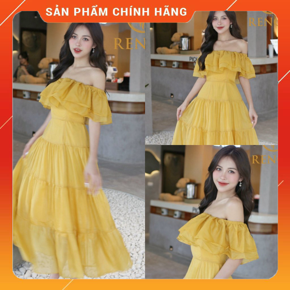 Váy đầm maxi thiết kế trễ vai xòe tầng nàng thơ  ( Hình ảnh chính hãng RENCY)