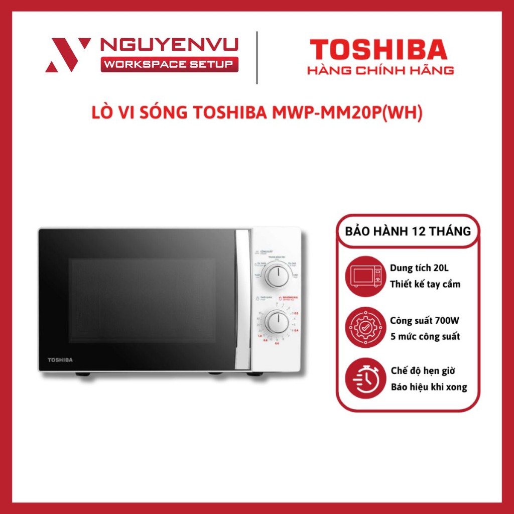 [KHO HN - HCM] Lò vi sóng Toshiba MWP-MM20P(WH) - Dung tích 20L - Công suất 700W - Hàng Chính Hãng