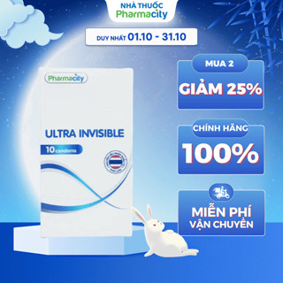Bao cao su siêu mỏng Pharmacity Ultra Invisible (10 cái/hộp)