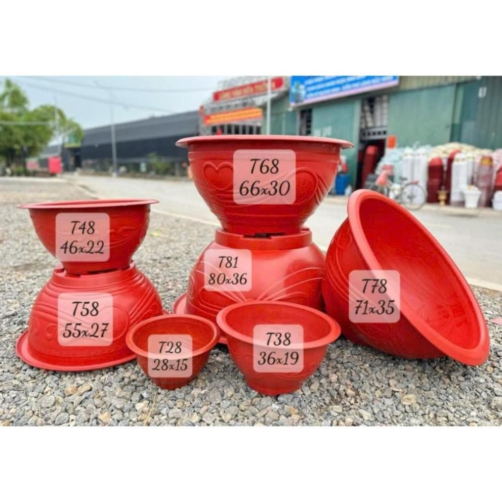 Combo 5 Chậu nhựa trồng cây Phúc lộc thọ T58,Chậu Không Lỗ trồng sen hoa cây cảnh nuôi thả cá