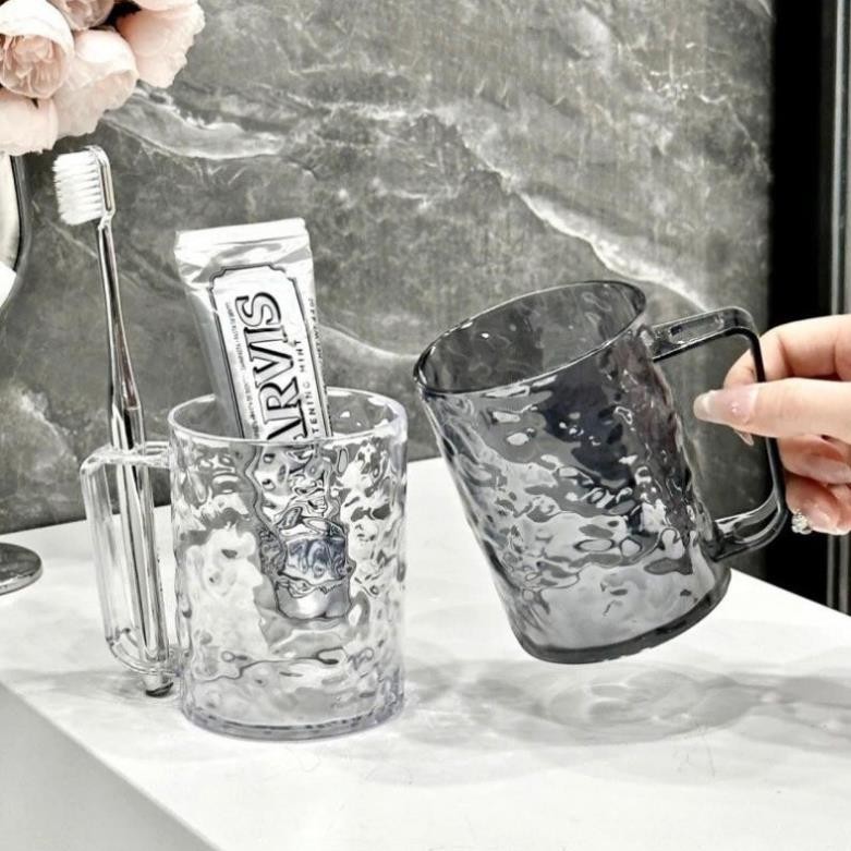 Cốc Uống Nước Đánh Răng Đa Năng Vân Pha Lê Nổi 3D Hiện Đại - Ly Đánh Răng cao cấp