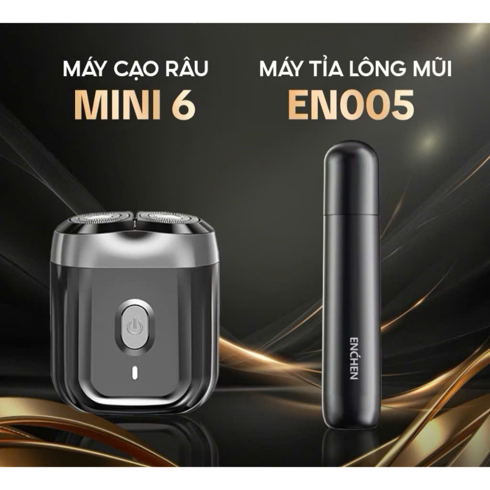 Máy cạo râu Enchen Mini 6 lưỡi dao kép mỏng, chống nước IPX7 - BH 6 tháng Hàng Chính hãng