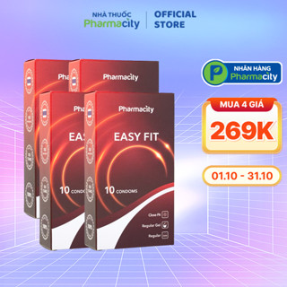 Combo 4 Pharmacity Bao cao su Easy Fit ôm sát vừa vặn (10 cái/hộp)