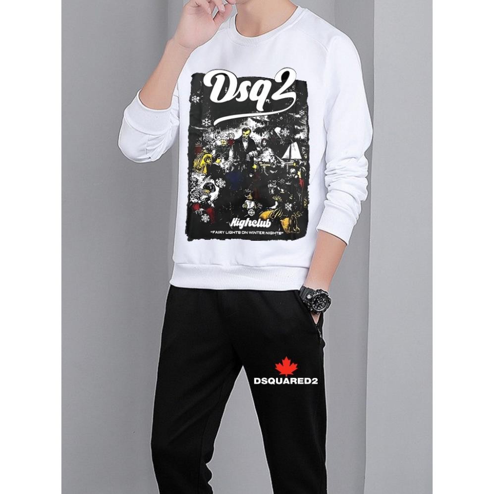 Áo nỉ COTTON  sweater nam nữ dài tay Dsq2 ngực in bảng chữ UT