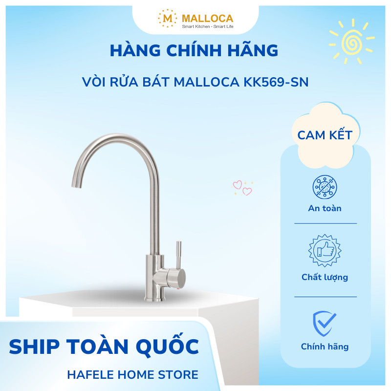 Vòi nóng lạnh inox Malloca K569-SN Chất liệu Inox 304 cao cấp, xuất xứ Trung Quốc HKS