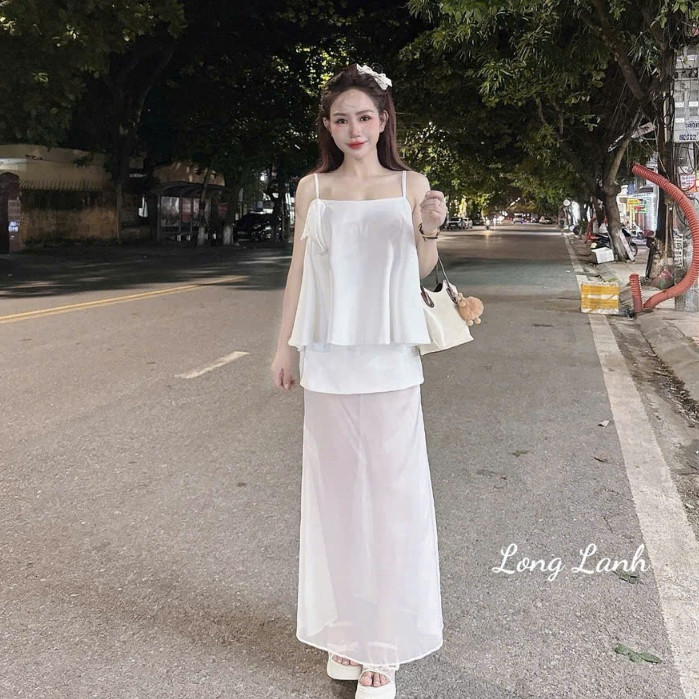 váy tiểu thư sang chảnh,váy nữ dáng dài váy hai dây dáng dài xinh 530 (Z4) NC