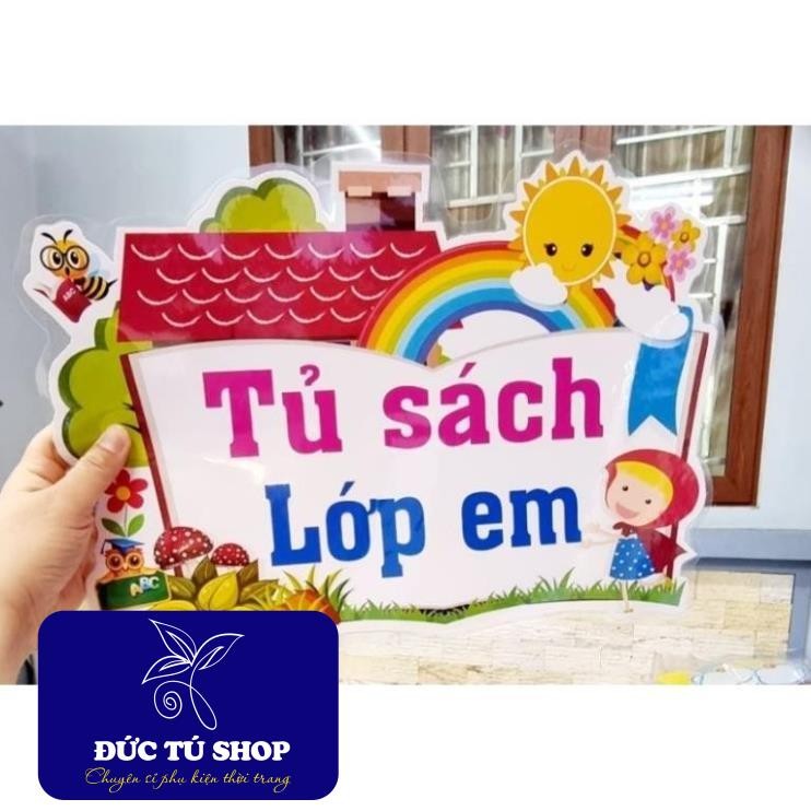 Tủ sách lớp em khổ A3 - A4 (Các mẫu tên góc thư viện). Kèm băng dính xốp dán tường.