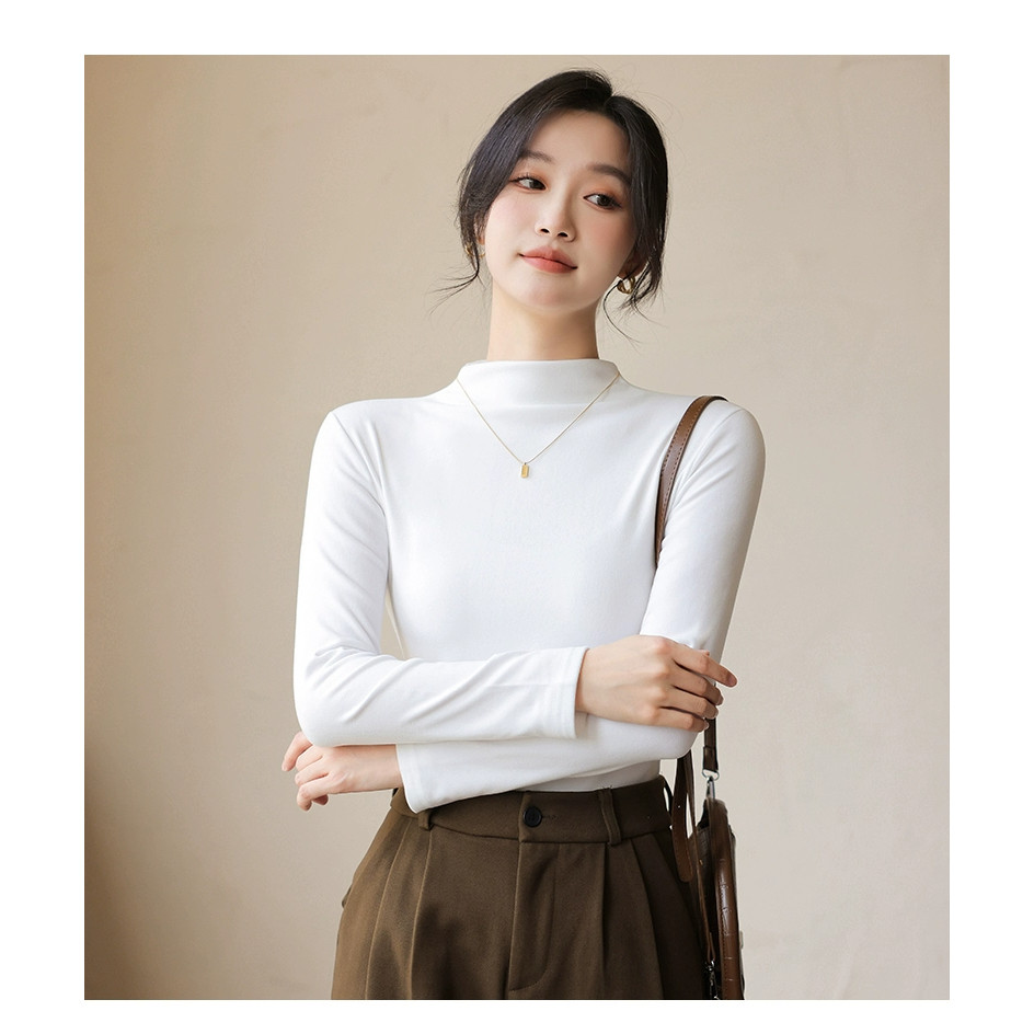 Áo thun nữ dài tay  lót nỉ form ôm co giãn 4 chiều, Áo giữ nhiệt cổ  ẤM ÁP UT