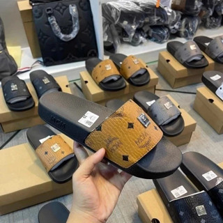  Dép Nam Nữ M.C.M Quai Ngang Ful Box  Dép mcm Màu Nâu tang khuy kim loại _ Dép chuẩn boy phố xịn 2026 