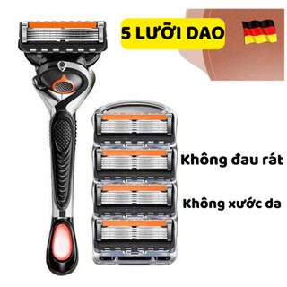  Dao cạo râu 5 lưỡi kèm hộp dao cạo râu kiểu Đức cho nam kèm lưỡi dao sắc không đau rát cho da mặt máy cạo râu DCR03 