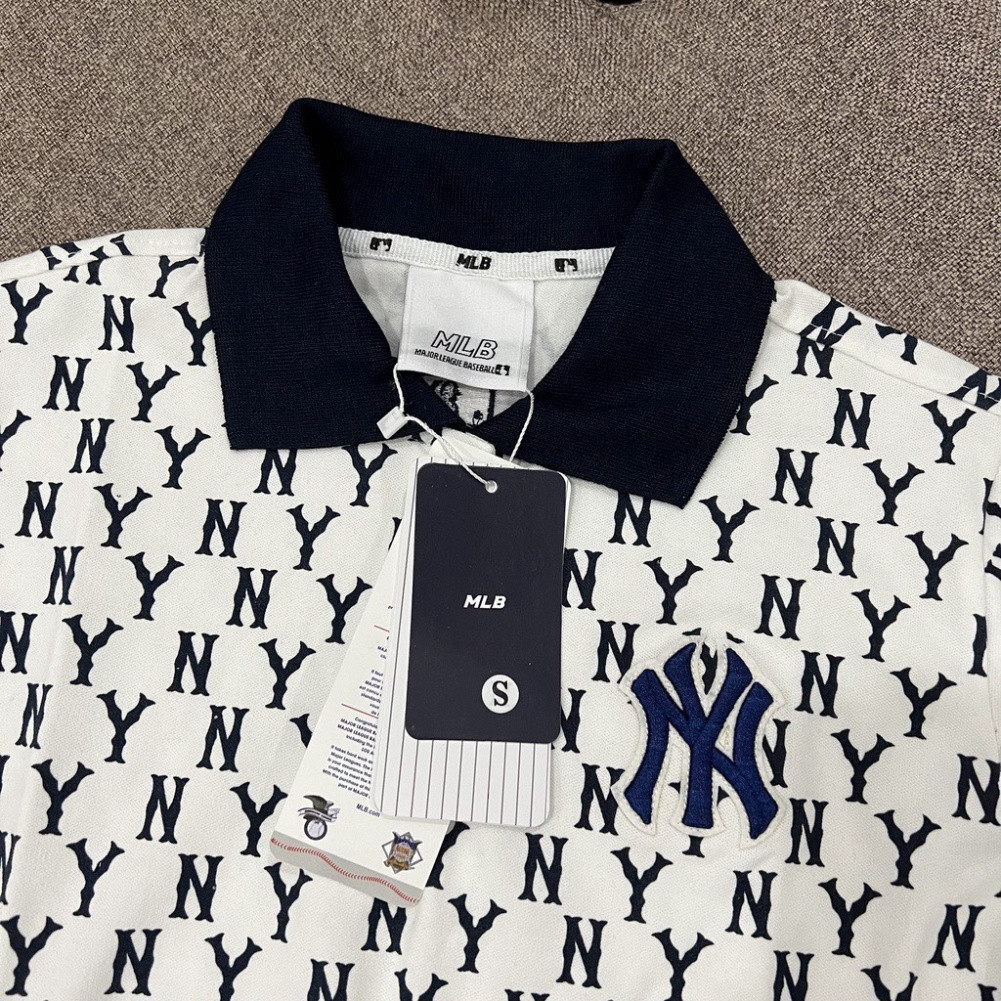 Áo thun polo NY MLB logo NY THÊU họa tiết monogram in kín hãng chính hãng chất cotton cao cấp dễ phố
