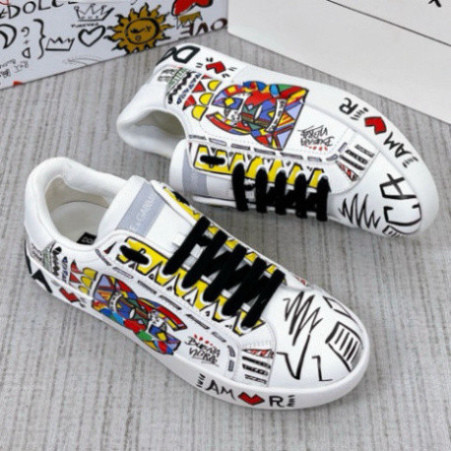 Giày Thể Thao Trắng Họa Tiết Vẽ Tay DC-x A.mi.ri Trái Tim Chữ 1LOVE x More Bản Chữ Ký Thủ Công mẫu m