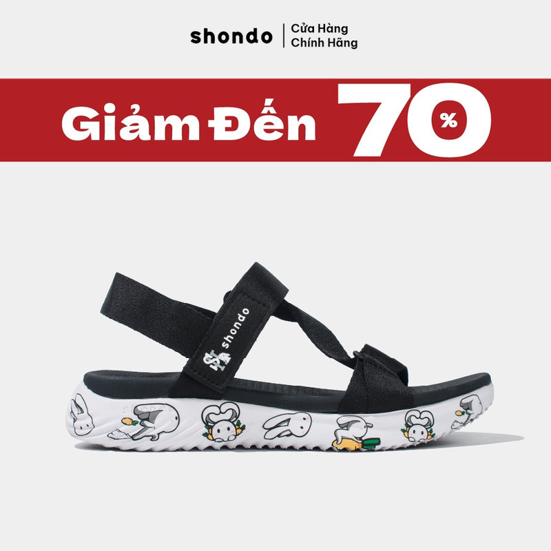 Giày Sandals Nam Nữ Shondo F7 Thỏ Bảy Màu Continew T7M Đen F7N0110