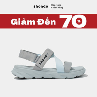 Giày Sandals Nam Nữ Shondo F6 Sport Đế Xám Phối Quai Xanh Da Trời F6S2030
