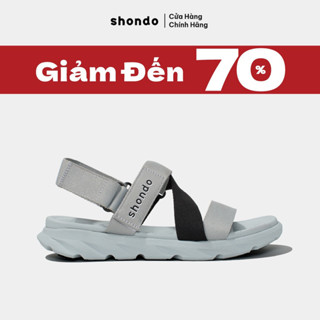 Giày Sandals Nam Nữ Shondo F6 Đế Xám Phối Quai Đen F6S2011