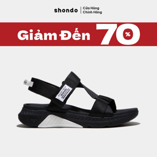 Giày Sandals Nam Nữ Unisex Shondo F7 Racing Đế Đen Phối Trắng Quai Đen F7R1010