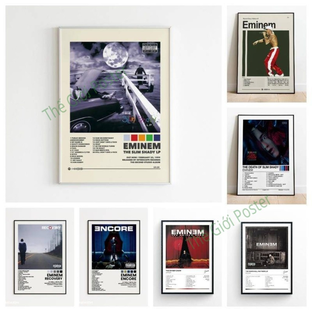 [198] Tranh dán tường album Eminem - Áp phích poster âm nhạc hình Marshall Bruce Mathers có sẵn keo