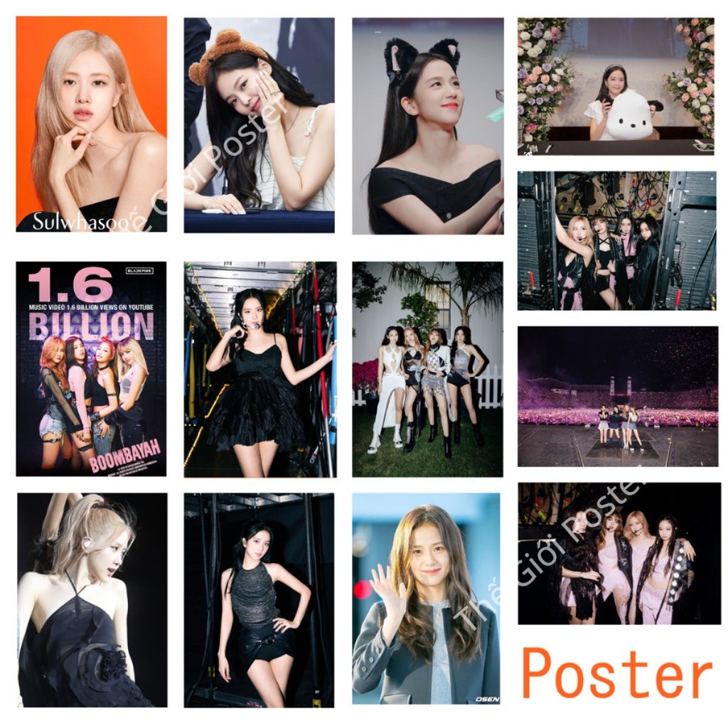 [132] Poster dán tường Black Pink Jennie Lisa Lisoo Rose - Áp phích ban nhạc K-Pop Black Pink decor