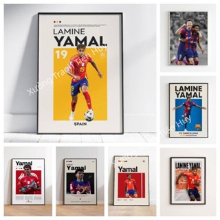 Poster cầu thủ bóng đá Lamine Yamal mới - Tranh dán tường CLB Barcelona Lamine Yaman có keo