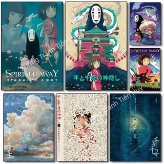   X109  Poster dán Spirited Away trang trí nhà Áp phích Vùng Đất Linh Hồn có sẵn keo dán decor phòng 