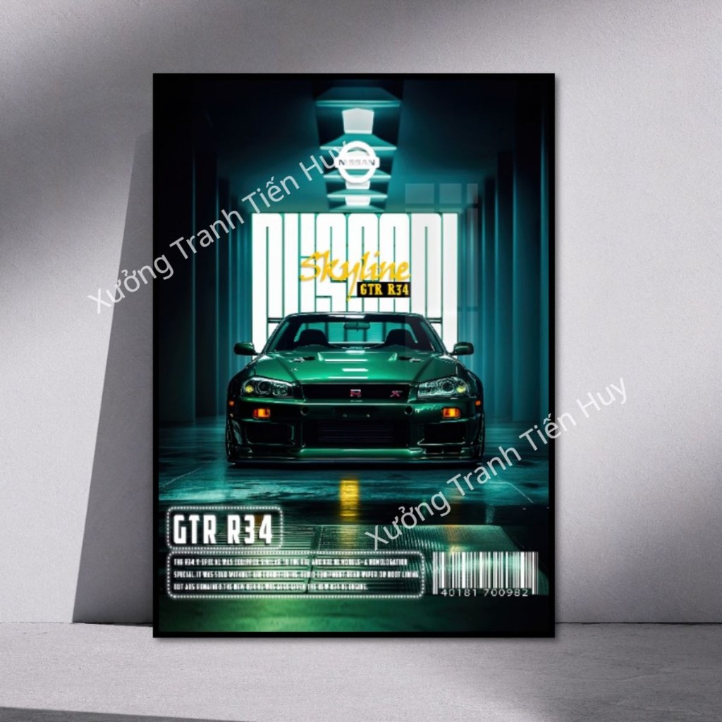 (X172) Poster Dòng Xe Nissan GTR dán tường - Áp phích decal bóc dán Nissan GTR trang trí nhà cửa