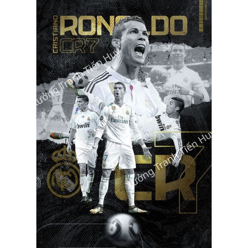 (X77) Poster Cầu Thủ C.Ronaldo Dán Tường  - Tranh Dán Tường Bóng Đá CR7 Phong Cách Đen Trắng