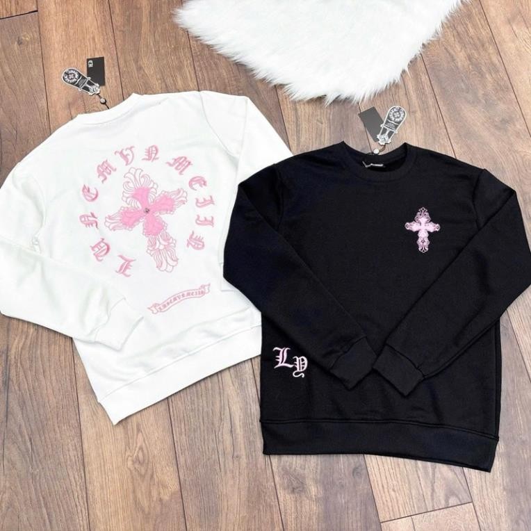 Áo sweater nỉ COTTON dài tay nam nữ Chrome Hearts ngực lưng IN chữ  UT