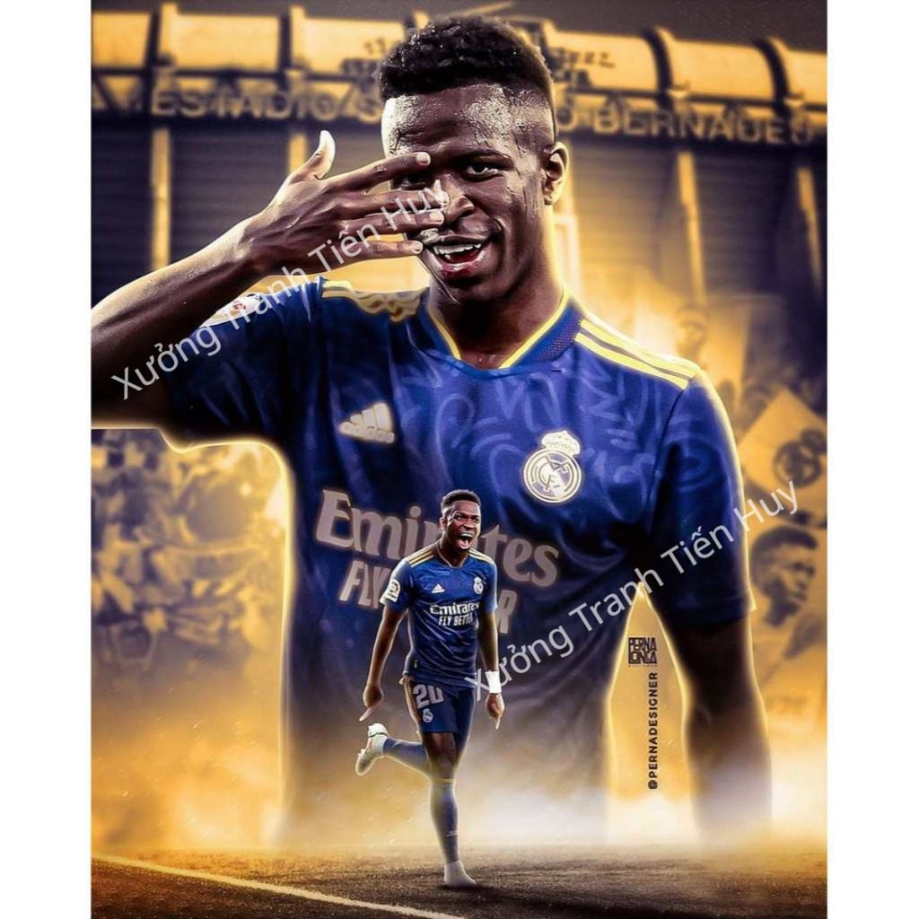 (X195) Poster Cầu Thủ Vinicius, Ảnh Dán Tường Real Madrid Vinicius Đẹp, Poster Bóng Đá Có Sẵn Keo